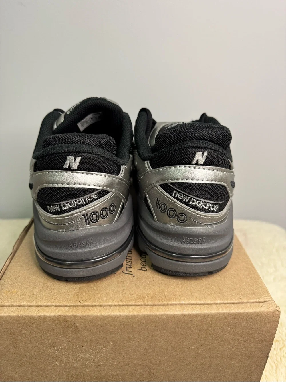New Balance Men's 1000 Metallic Silver and Black Athletic Sneakers